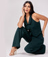 Halter Neck Buttoned Dark Green Waistcoat